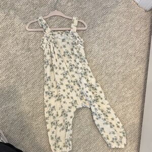 Cream Floral Smocked Romper